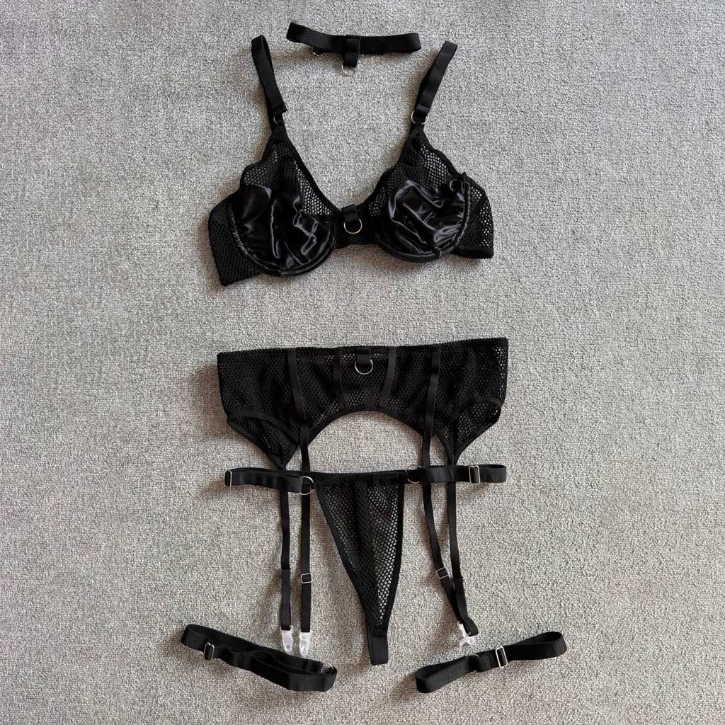 body ست پنج تیکه تور زنبوری حلقه دار کد 9035