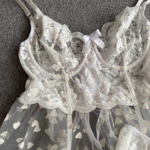 پیراهن سفید قلبی عروسکی کد 1805