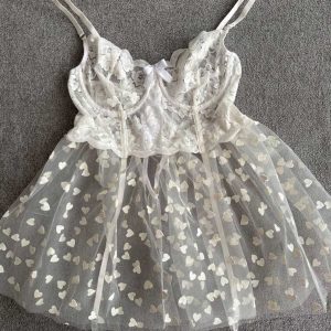 پیراهن سفید قلبی عروسکی کد 1805